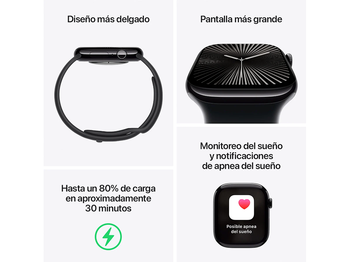 APPLE WATCH SERIE 10 42MM NEGRO ALUMINIO CORREA LOOP DEPORTIVA 8