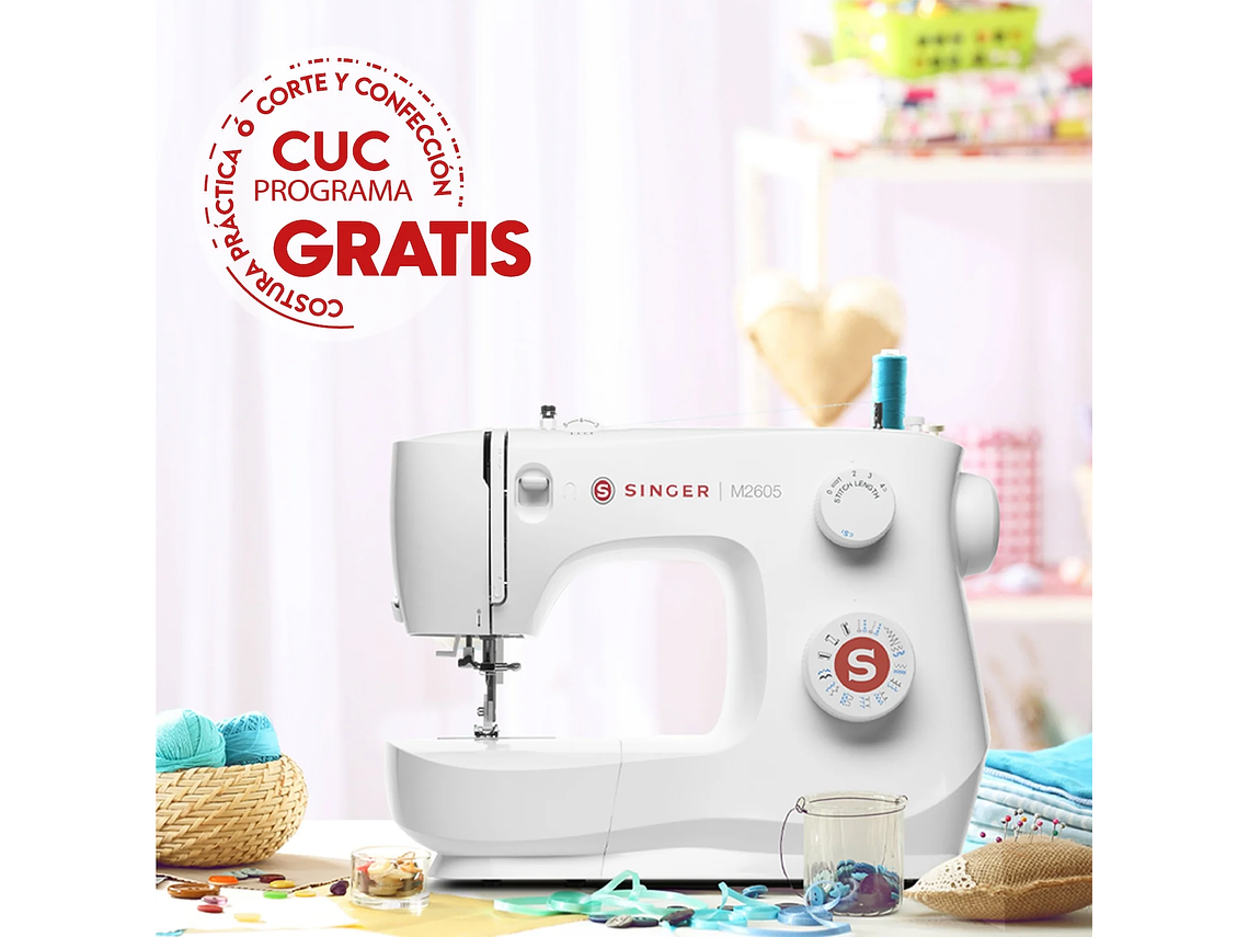 MÁQUINA DE COSER RECTA ZIG ZAG SINGER M2605 70W 5
