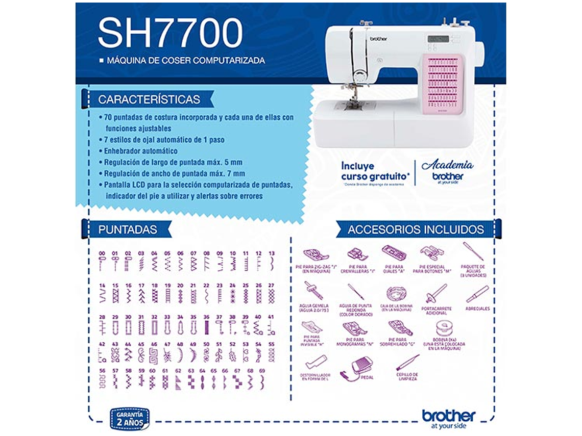MÁQUINA DE COSER BROTHER SH7700 COMPUTARIZADA 5
