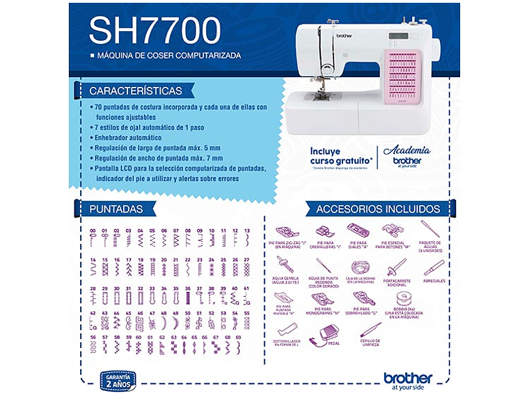 MÁQUINA DE COSER BROTHER SH7700 COMPUTARIZADA 5