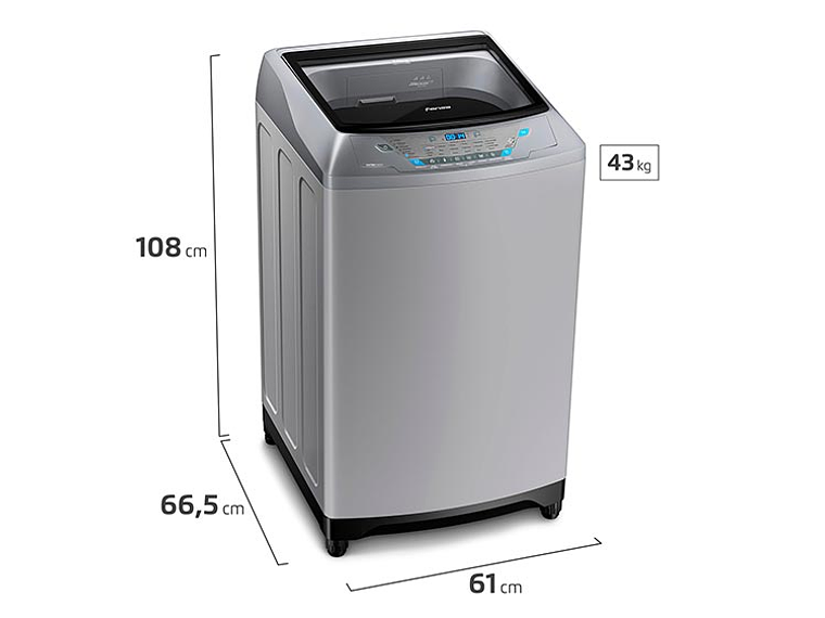LAVADORA CARGA SUPERIOR FENSA PREMIUM CARE 20 SZ 20KG PLATA 6