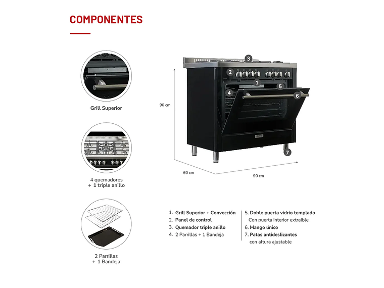 COCINA 5 QUEMADORES HORNO DE 104 LTS 5