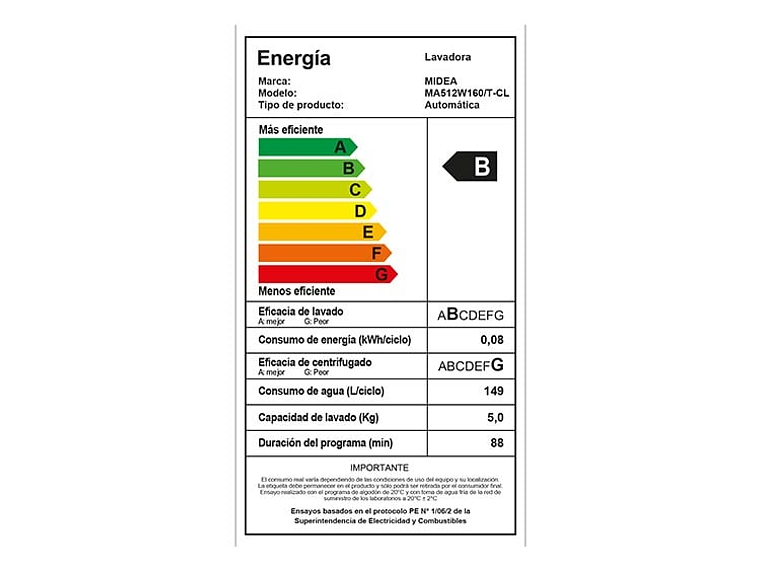 LAVADORA CARGA SUPERIOR MIDEA MA512W160/T-CL 16KG GRAFITO 5