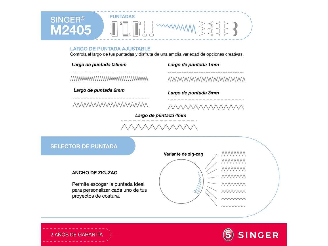 MÁQUINA DE COSER SINGER M2405 70W 5