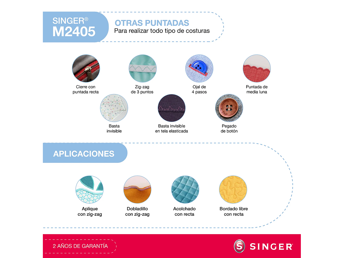 MÁQUINA DE COSER SINGER M2405 70W 6