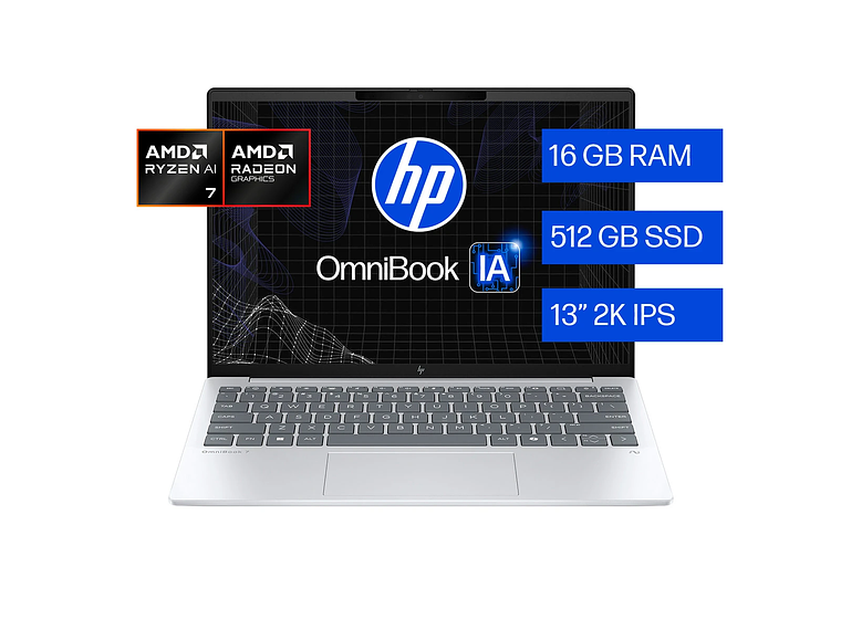 NOTEBOOK HP OMNIBOOK 7 AERO 13-BG1071LA AMD RYZEN AI 7 16GB RAM 512GB SSD 13.3” 1