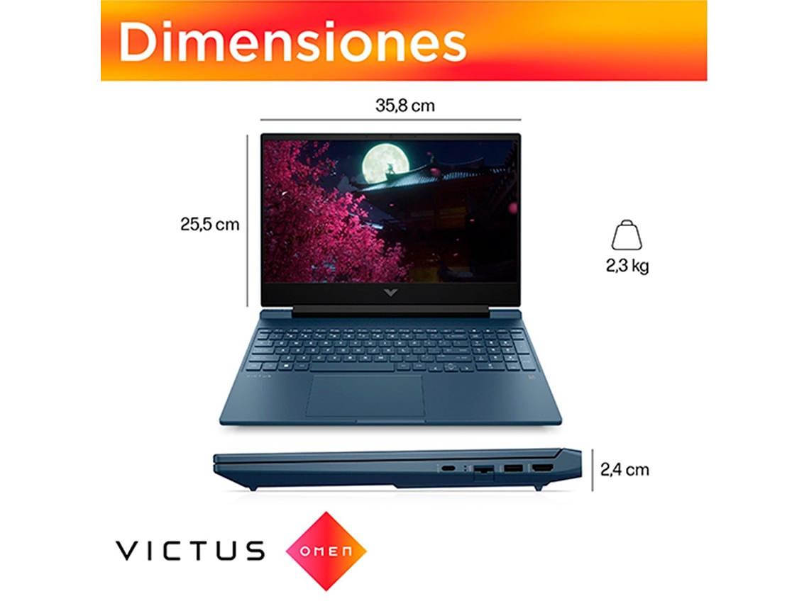 NOTEBOOK GAMER HP VICTUS 15-FA1097LA INTEL CORE I7 16GB RAM 1TB SSD NVIDIA RTX 4050 15.6” 7