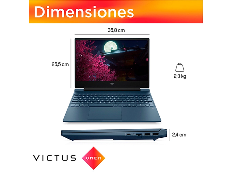 NOTEBOOK GAMER HP VICTUS 15-FA1097LA INTEL CORE I7 16GB RAM 1TB SSD NVIDIA RTX 4050 15.6” 7