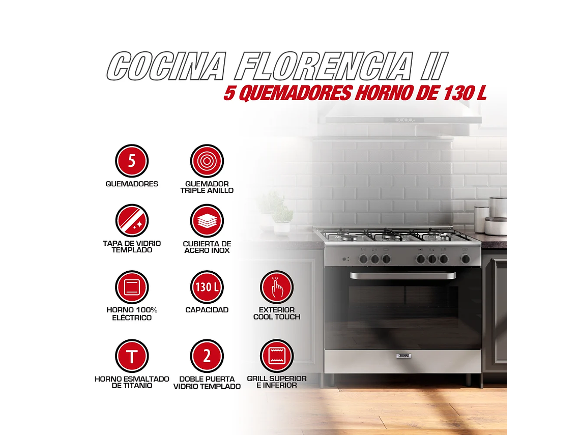 COCINA 5 QUEMADORES HORNO DE 130 LTS 2