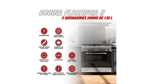 COCINA 5 QUEMADORES HORNO DE 130 LTS