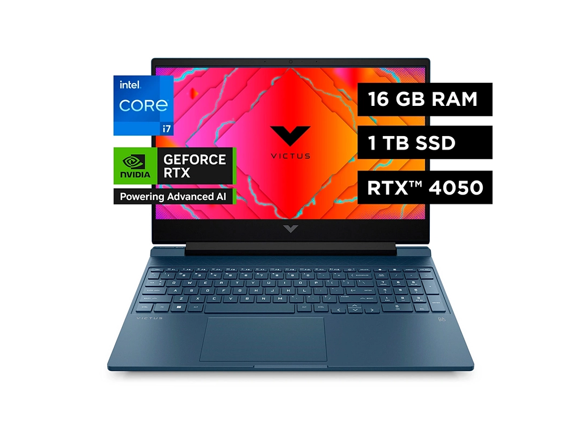 NOTEBOOK GAMER HP VICTUS 15-FA1097LA INTEL CORE I7 16GB RAM 1TB SSD NVIDIA RTX 4050 15.6” 8