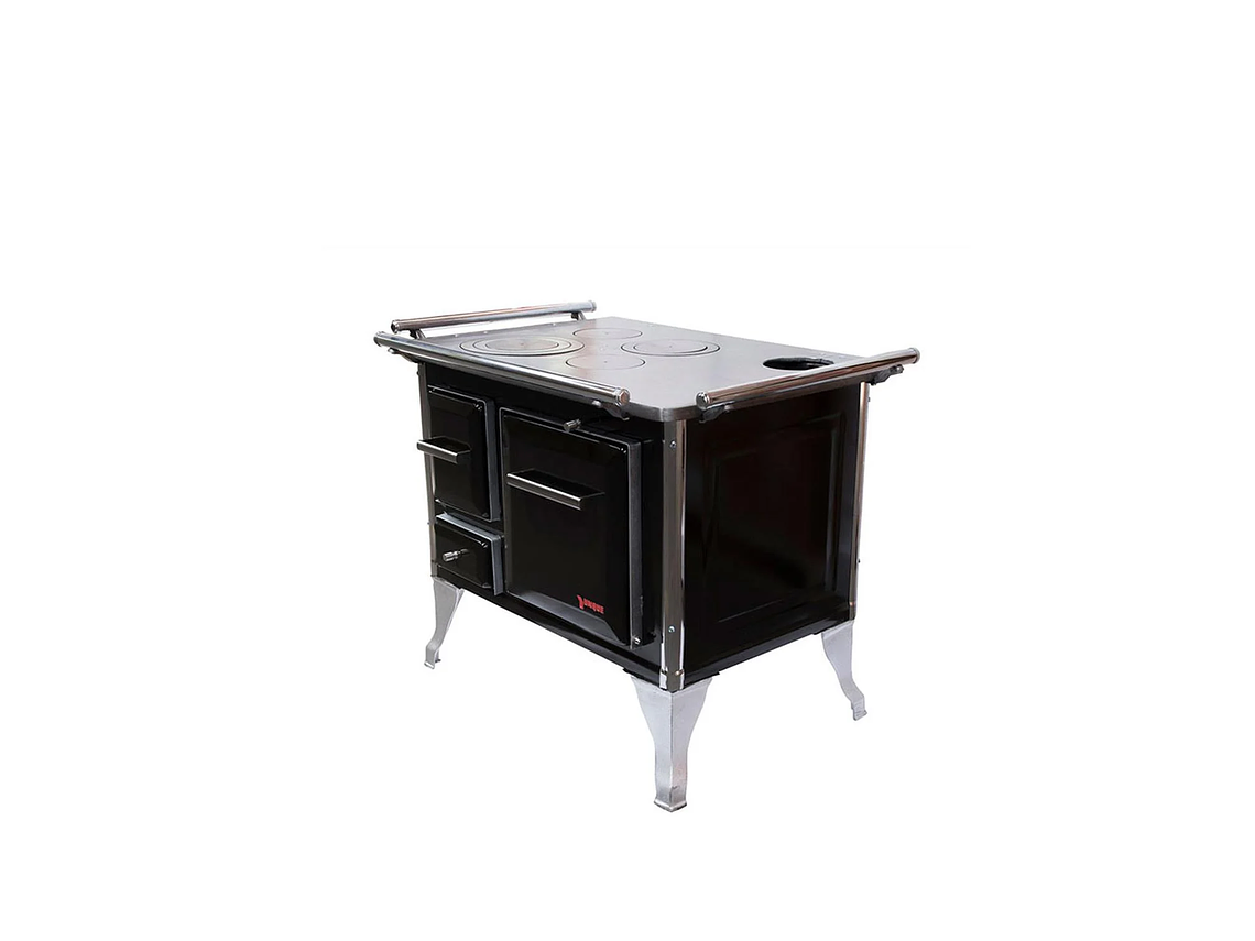 COCINA A LEÑA 4 PLATOS ENLOZADA NEGRA YUNQUE TRADICIONAL 80X56 2