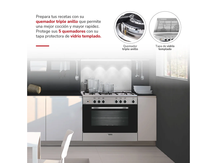 COCINA 5 QUEMADORES HORNO DE 130 LTS 4