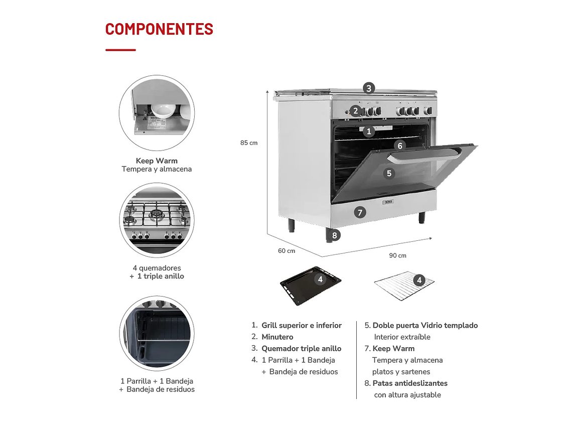 COCINA 5 QUEMADORES HORNO DE 130 LTS 5