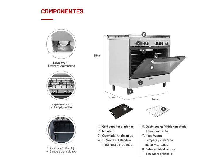 COCINA 5 QUEMADORES HORNO DE 130 LTS 5