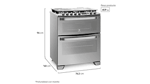COCINA GAS LICUADO ELECTROLUX 5 QUEMADORES 76DXA