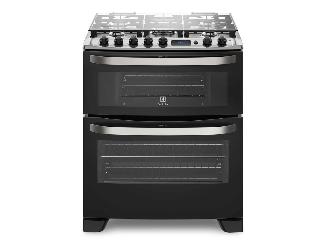 COCINA A GAS 5 PLATOS DOBLE HORNO TIMER DIGITAL 76DBA NEGRA 1