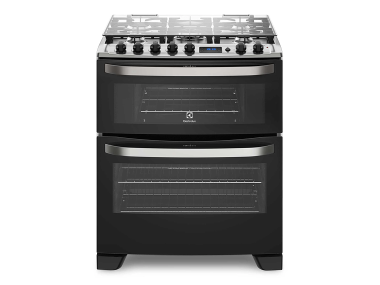 COCINA A GAS 5 PLATOS DOBLE HORNO TIMER DIGITAL 76DBA NEGRA 1