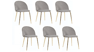 PACK HABITA2 FELPA GRIS 6 SILLA SITIAL TERCIOPELO GOLD