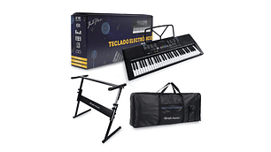 TECLADO IBRAH MUSIC MUSICAL 61 TECLAS IBRAH PIANO + FUNDA + ATRIL
