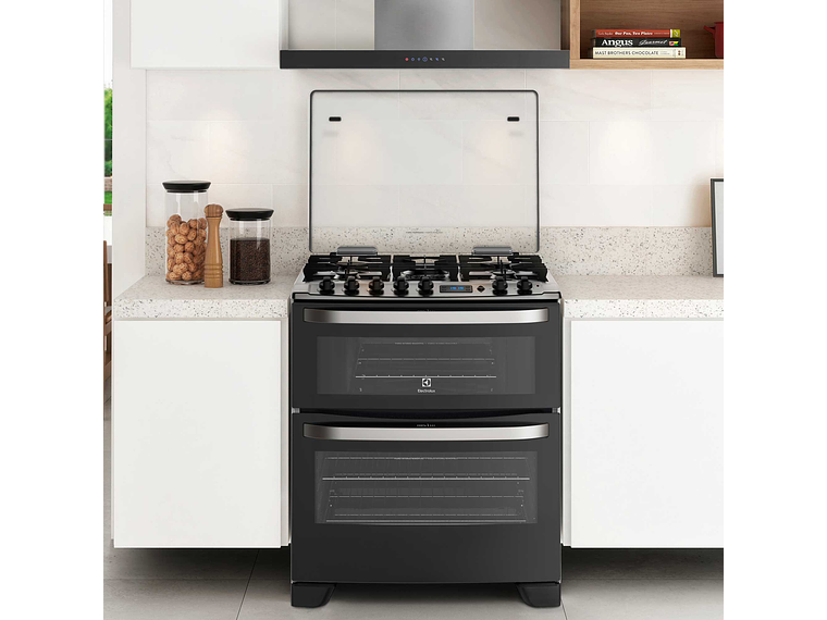 COCINA A GAS 5 PLATOS DOBLE HORNO TIMER DIGITAL 76DBA NEGRA 4