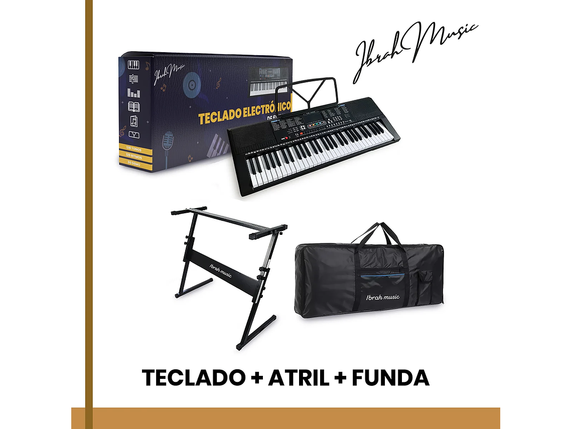 TECLADO IBRAH MUSIC MUSICAL 61 TECLAS IBRAH PIANO + FUNDA + ATRIL 5