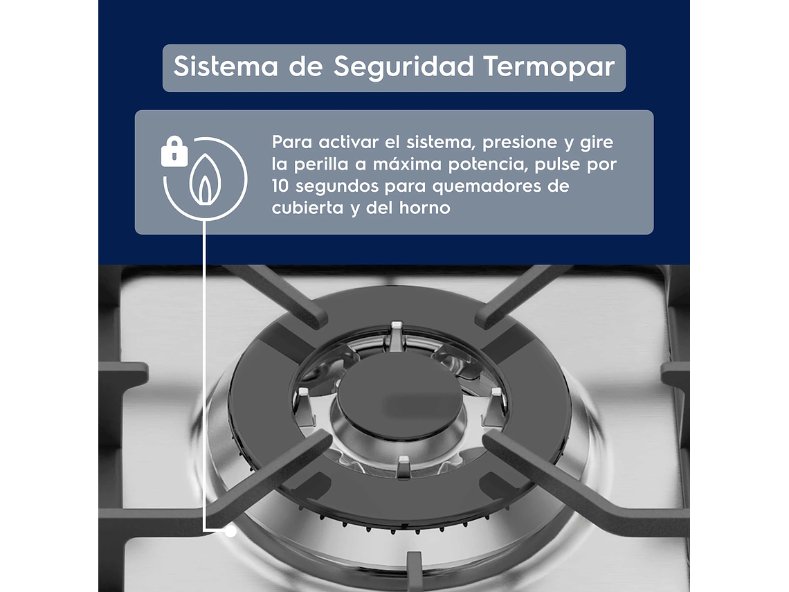 COCINA A GAS 5 PLATOS DOBLE HORNO TIMER DIGITAL 76DBA NEGRA 6