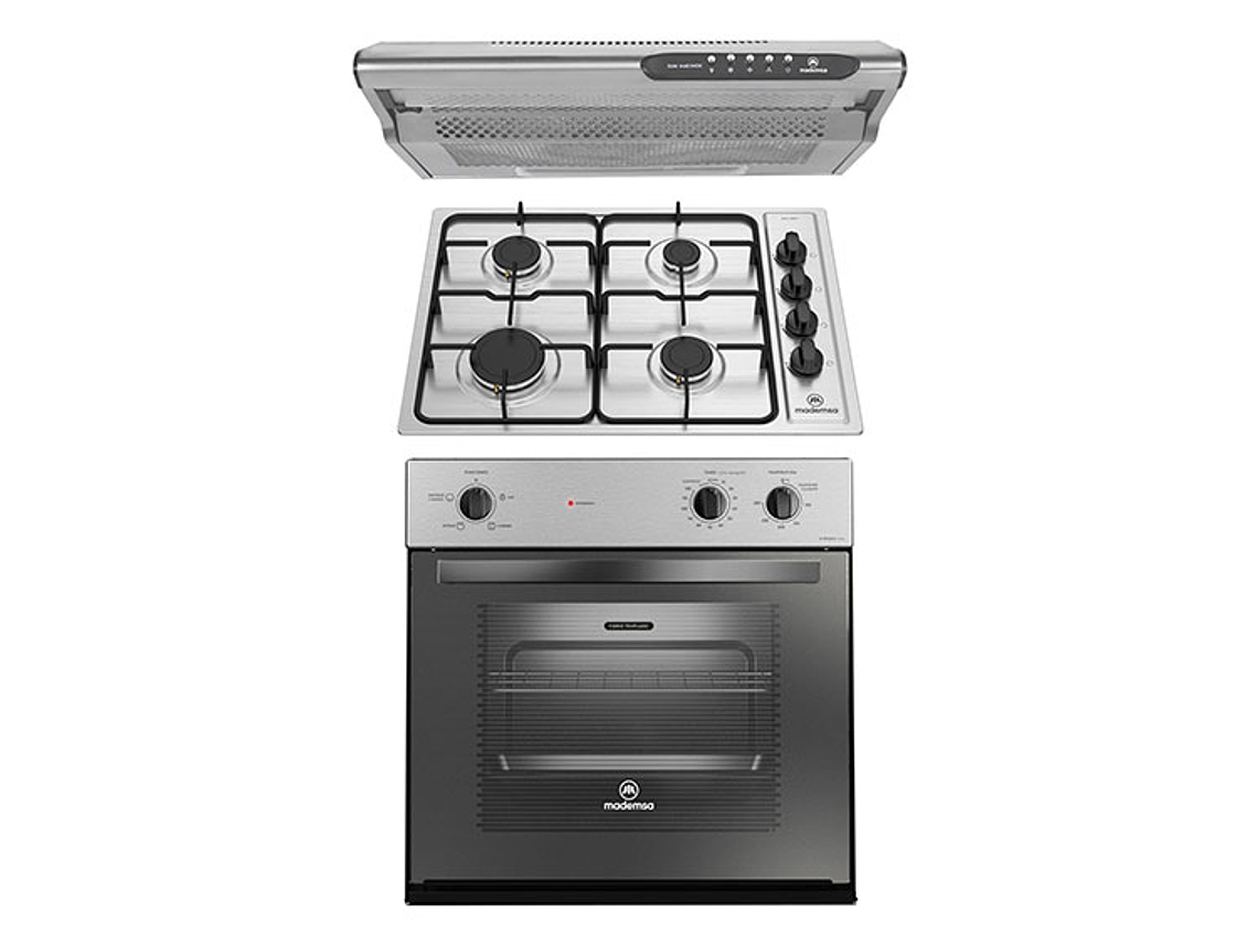 COMBO HORNO ELÉCTRICO MADEMSA EMPOTRABLE 66 L M SPAZIO 140A + ENCIMERA 435E + CAMPANA M60 1