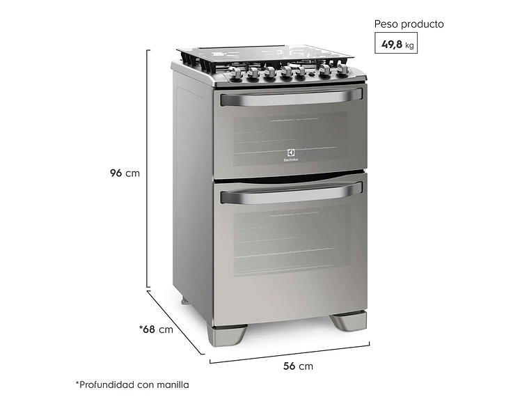 COCINA GAS LICUADO ELECTROLUX 4 QUEMADORES 56DXA 6