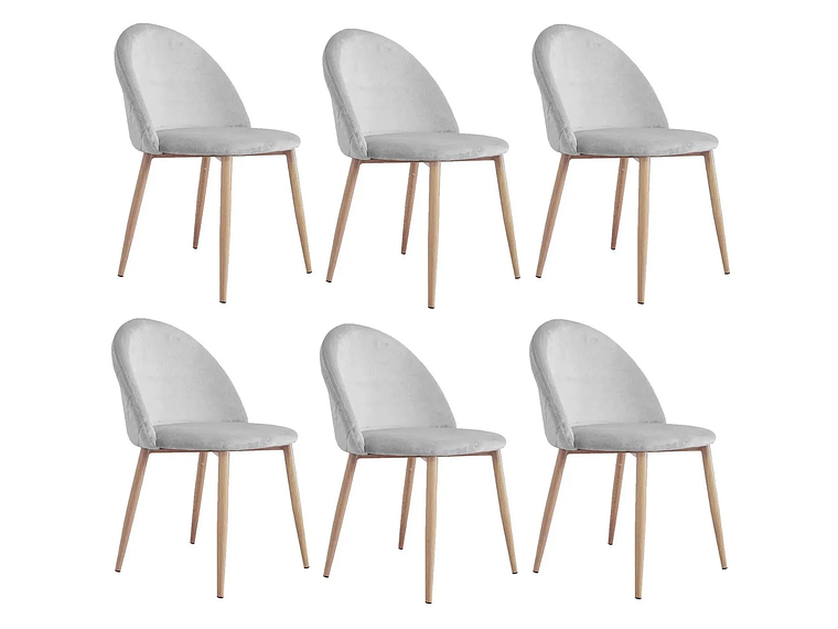 PACK HABITA2 FELPA GRIS CLARO 6 SILLA NORDIC ACOLCHADA TERCIOPELO 3