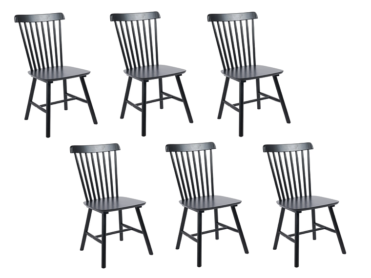 PACK 6 SILLA DE COMEDOR WINDSOR DE MADERA NEGRO 1