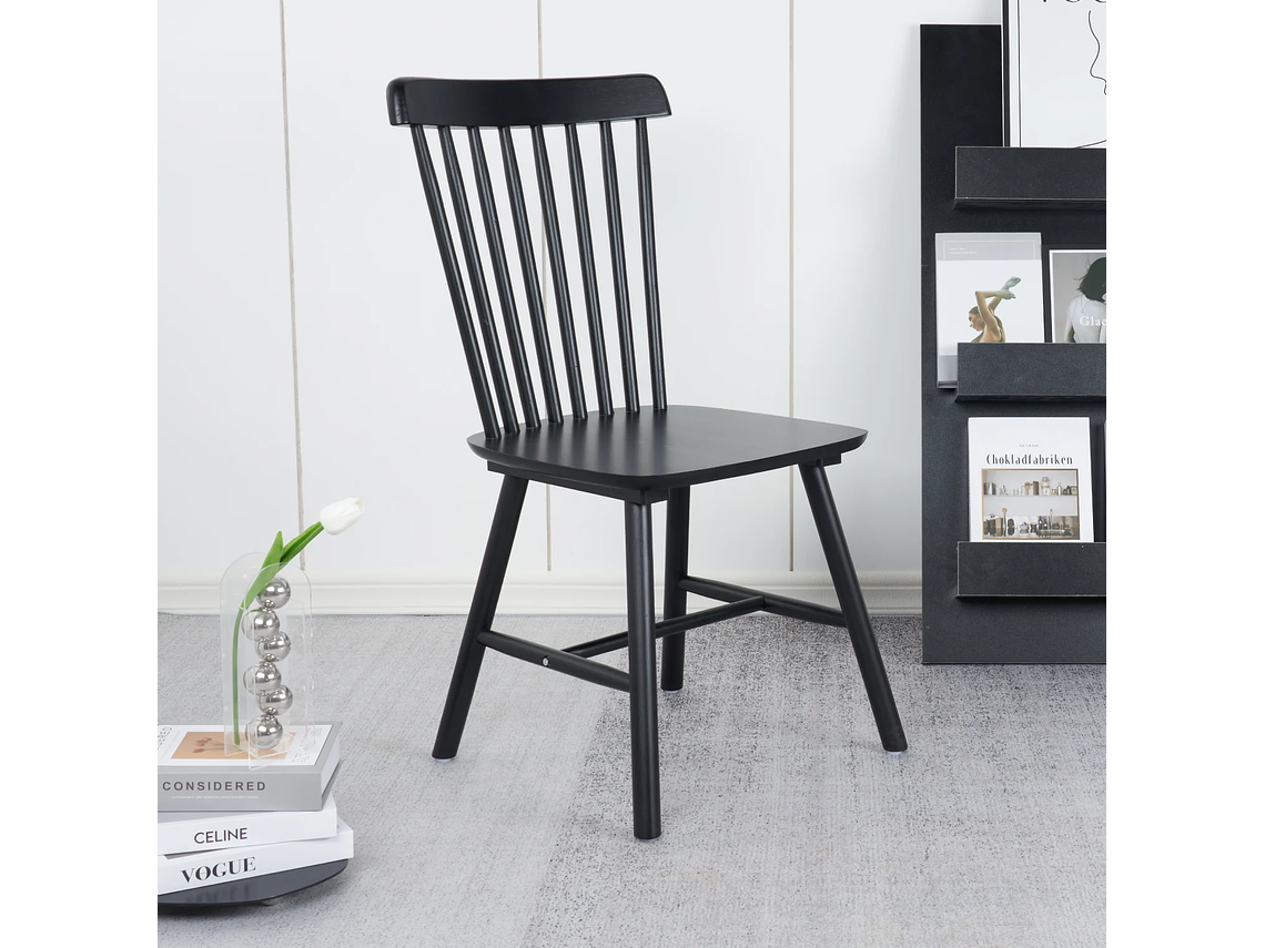 PACK 6 SILLA DE COMEDOR WINDSOR DE MADERA NEGRO 2