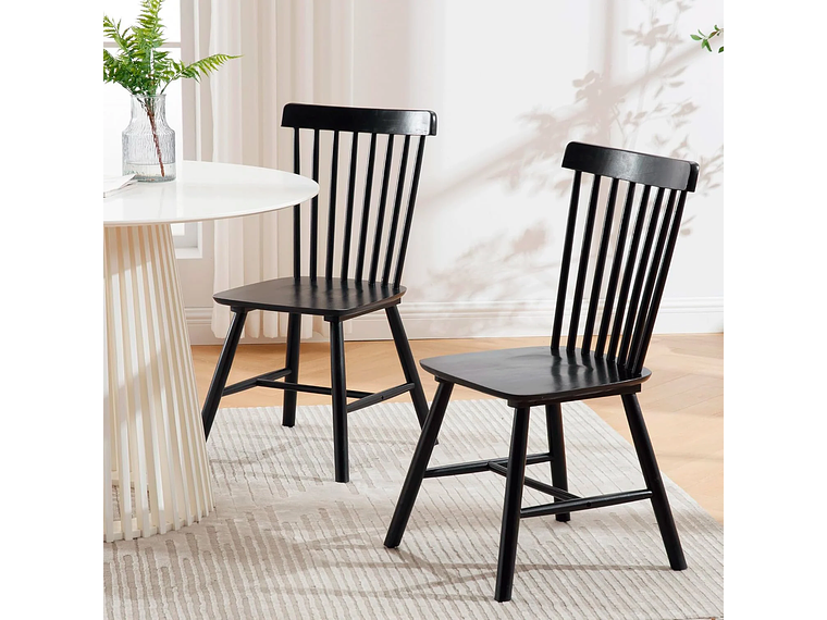 PACK 6 SILLA DE COMEDOR WINDSOR DE MADERA NEGRO 3