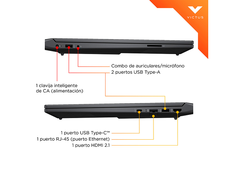 NOTEBOOK GAMER HP VICTUS 15-FA2014LA INTEL CORE I5 16GB RAM 512GB SSD NVIDIA RTX 3050 15.6” 8