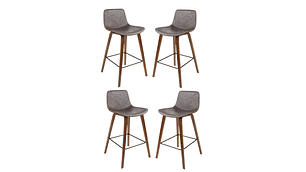 PACK 4 SILLA PISO DE BAR DE MADERA Y CUERO