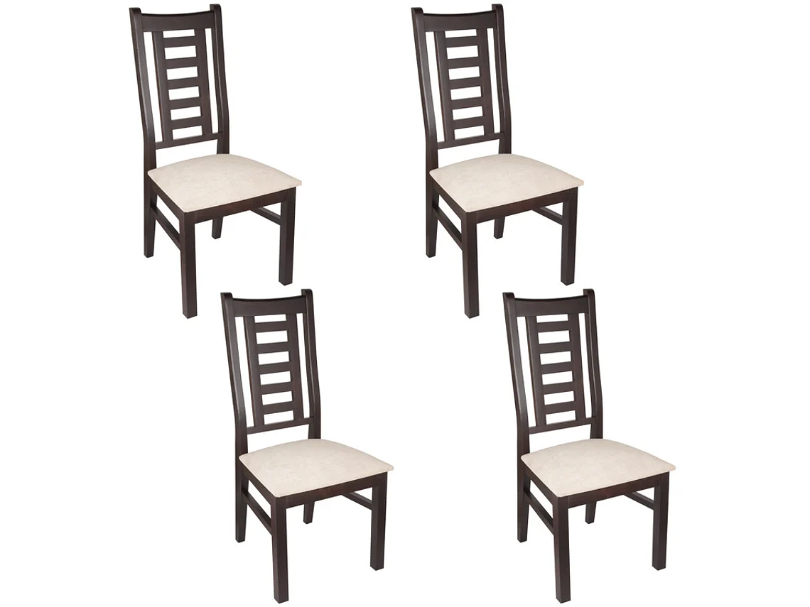 SILLAS ARTHOME PASCAL MADERA CHOCOLATE PACK 4 TAPIZ BEIGE JASPEADO 1