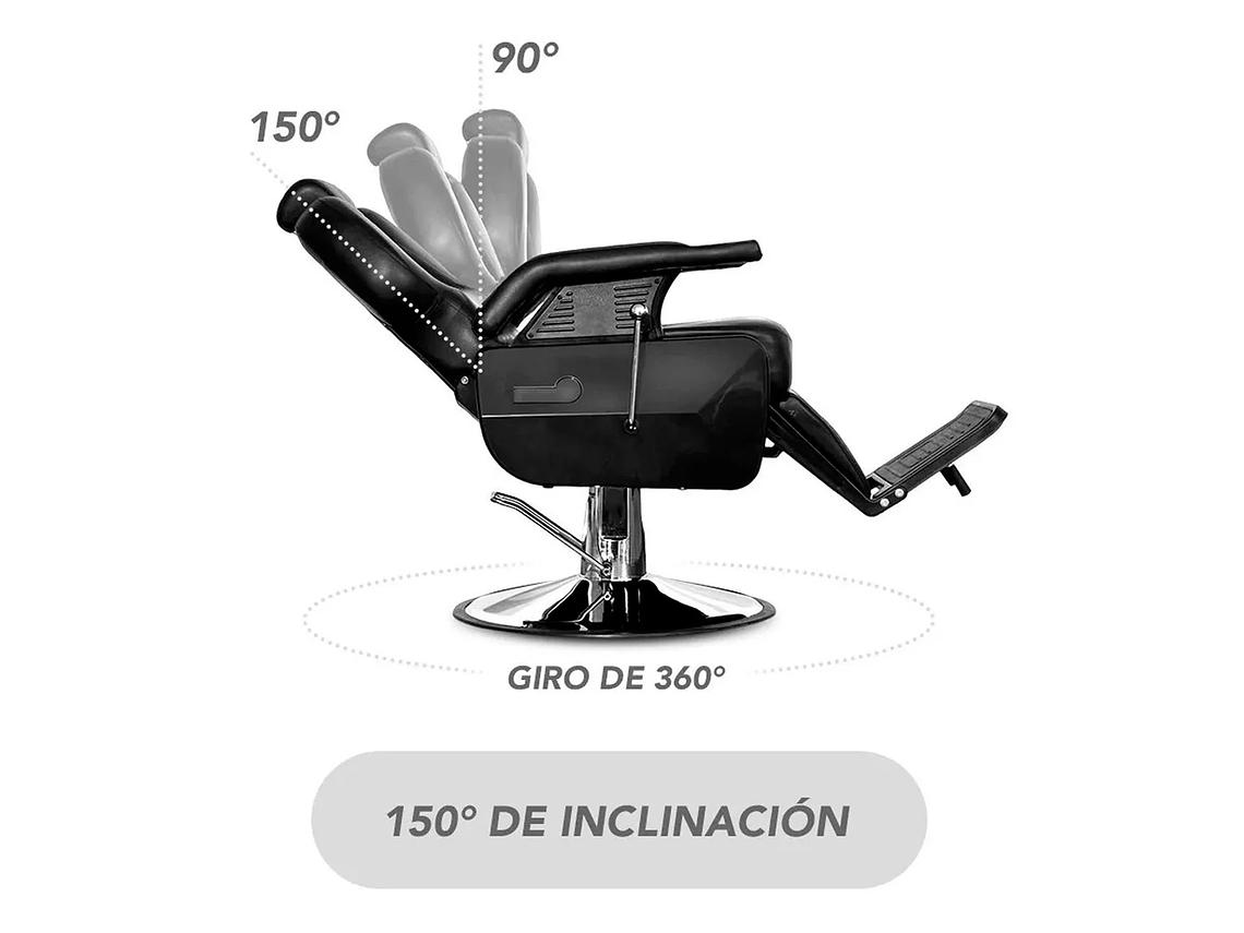 SILLA ACERO NEGRO BARBERIA PELUQUERIA PRO 6