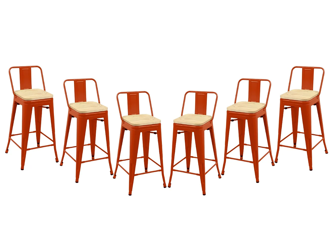 TABURETE HABITA2 TOLIX MADERA ROJO PACK 6 66CM 1