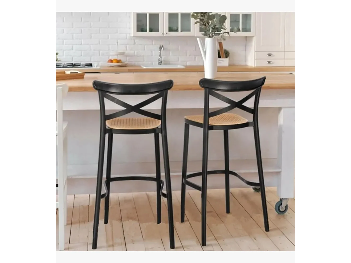 PACK 4 SILLAS DE BAR ARIZONA 75CM NEGRO 2