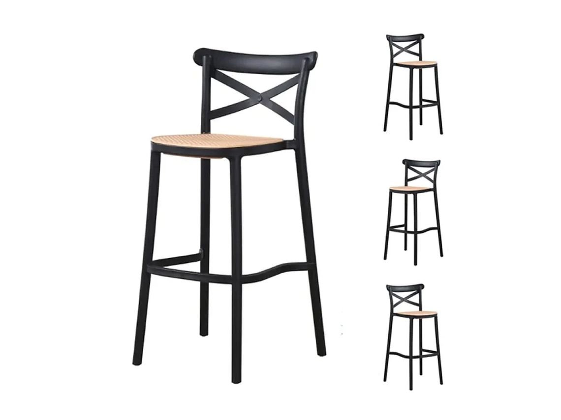 PACK 4 SILLAS DE BAR ARIZONA 75CM NEGRO 3