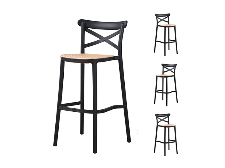 PACK 4 SILLAS DE BAR ARIZONA 75CM NEGRO 3