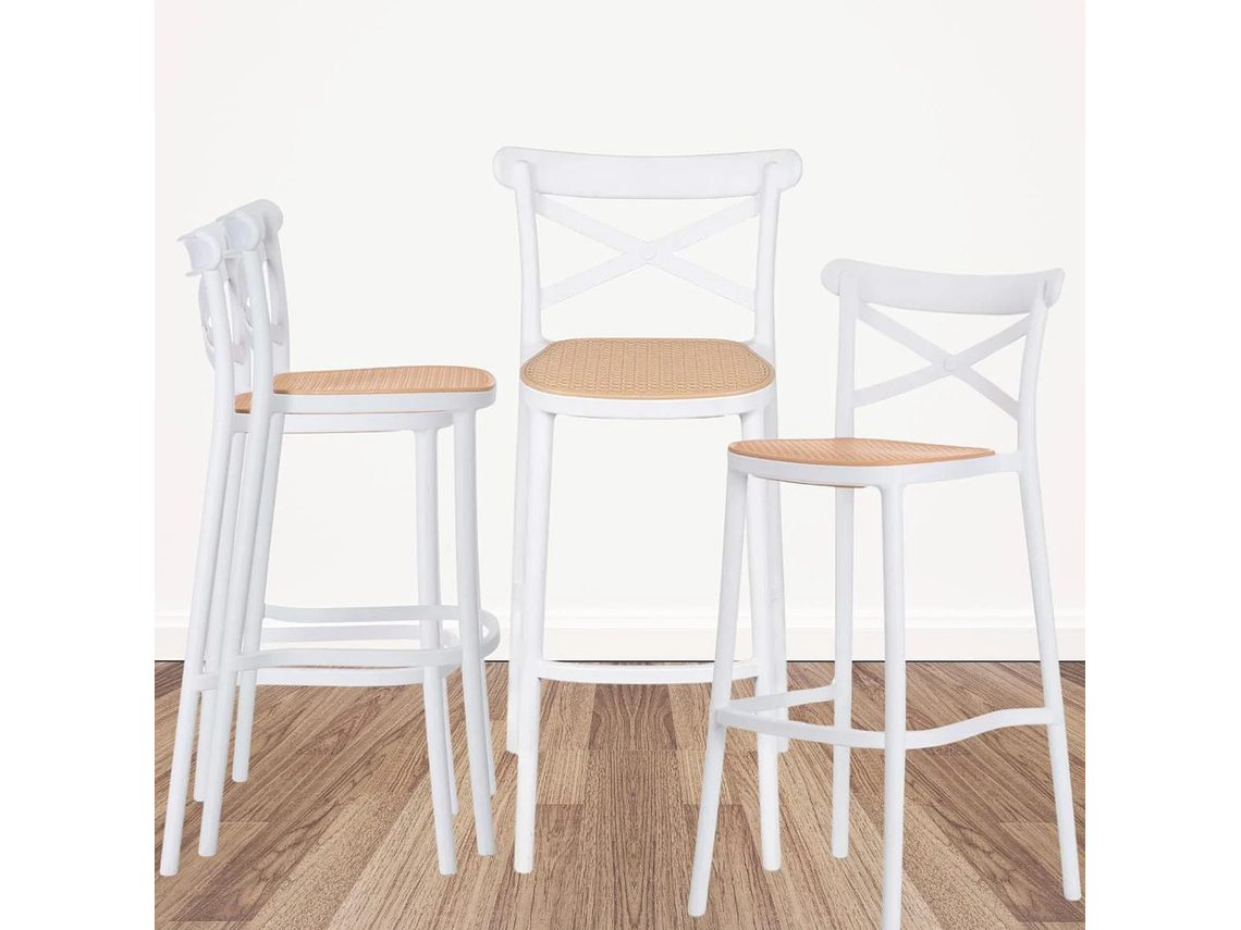 PACK 4 TABURETES BAR & TERRAZA VALENTINO 75 CM | BLANCO | EXTERIOR 7