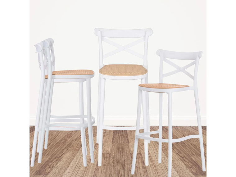 PACK 4 TABURETES BAR & TERRAZA VALENTINO 75 CM | BLANCO | EXTERIOR 7