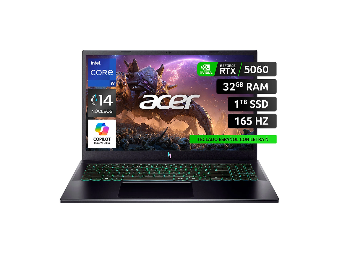 NOTEBOOK ACER GAMER NITRO 5 ANV15-52-96J3-1 INTEL CORE I9 32GB RAM 1TB SSD NVIDIA RTX5060 15.6 1