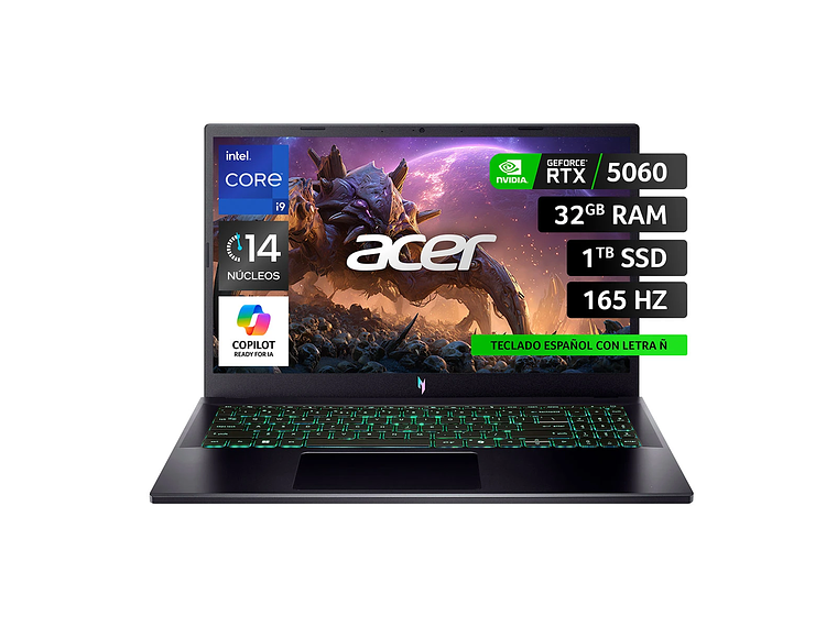 NOTEBOOK ACER GAMER NITRO 5 ANV15-52-96J3-1 INTEL CORE I9 32GB RAM 1TB SSD NVIDIA RTX5060 15.6 1