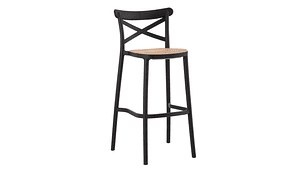 PACK 4 TABURETES BAR VALENTINO EN COLOR NEGRO 75 CM | ESTILO VINTAGE | EXTERIOR