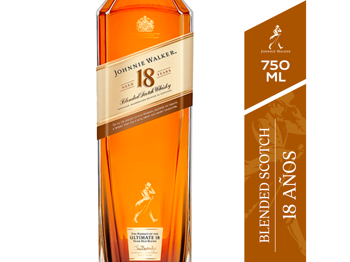 WHISKY JOHNNIE WALKER BOTELLA VIDRIO 750 CC 18 AÑOS 40° 2