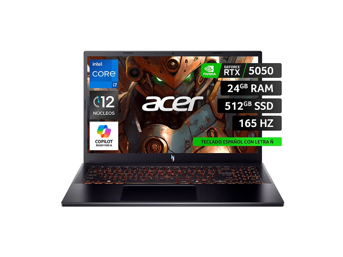 NOTEBOOK ACER GAMER NITRO 5 ANV15-52-73S9-1 INTEL CORE I7 24GB RAM 512GB SSD NVIDIA RTX5050 15.6