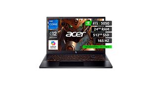 NOTEBOOK ACER GAMER NITRO 5 ANV15-52-73S9-1 INTEL CORE I7 24GB RAM 512GB SSD NVIDIA RTX5050 15.6