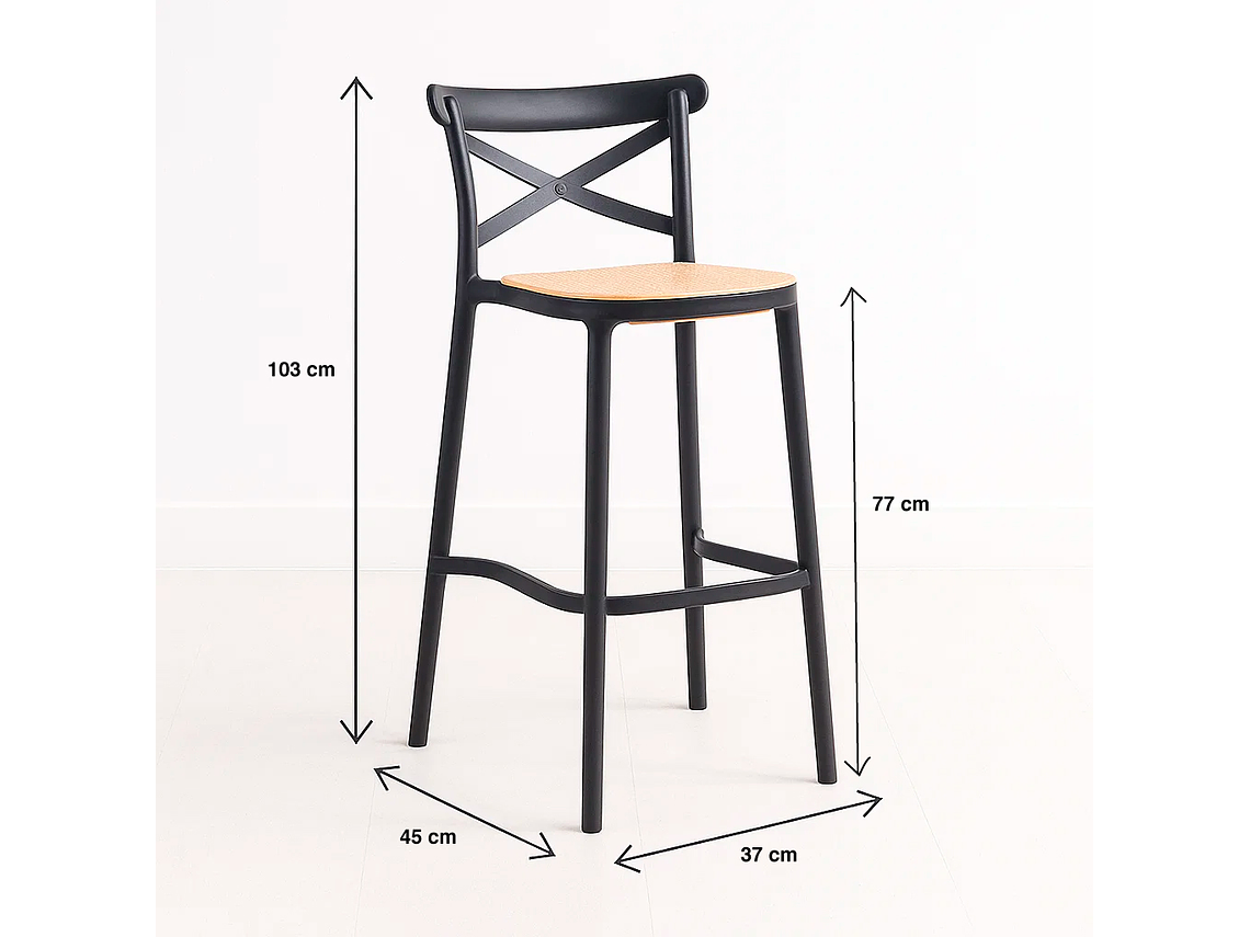 TABURETES KLIK MUEBLES CROSSBACK 1 CUERPO NEGROS PACK 4 DANUBIO 2